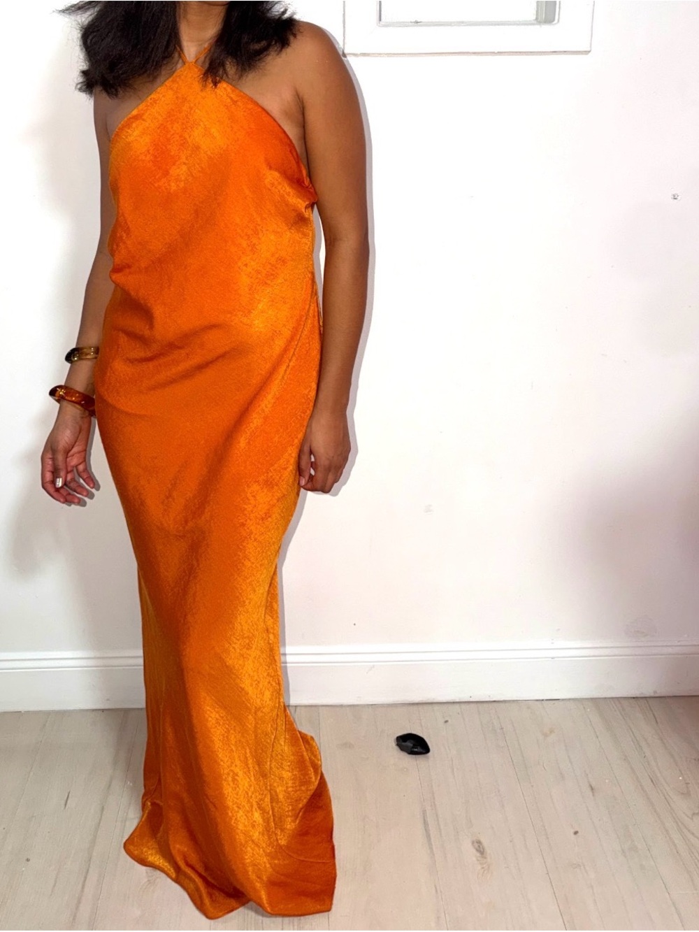 Maxi orange scooped back dress
